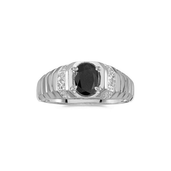 10k White Gold Oval Onyx And Diamond Ring Lewis Jewelers, Inc. Ansonia, CT