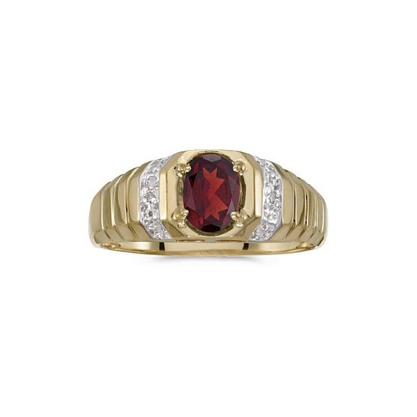 14k Yellow Gold Oval Garnet And Diamond Ring Clater Jewelers Louisville, KY