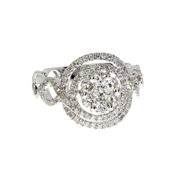 14K White Gold Diamond Cluster Swirl Fashion Ring Karen's Jewelers Oak Ridge, TN