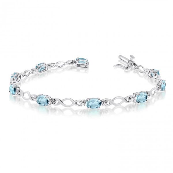 10K White Gold Oval Aquamarine and Diamond Bracelet Clater Jewelers Louisville, KY