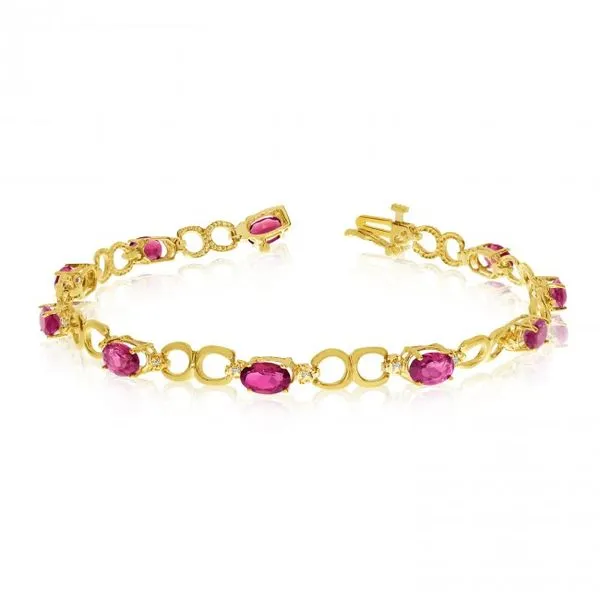 10K Yellow Gold Oval Peridot and Diamond Bracelet TB104108 Rick's