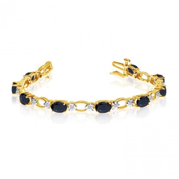 14K Yellow Gold Oval Sapphire and Diamond Bracelet Glatz Jewelry Aliquippa, PA