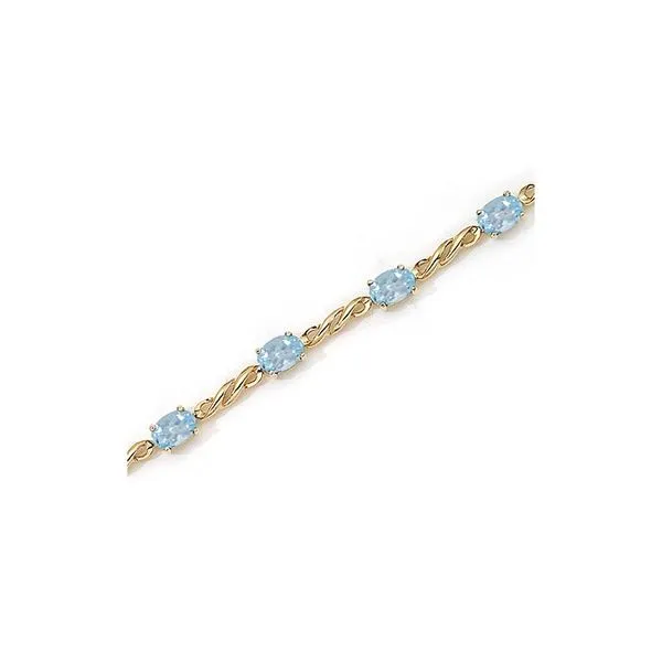14K Yellow Gold Oval Aquamarine Bracelet TB2169-03 Arlene's Fine