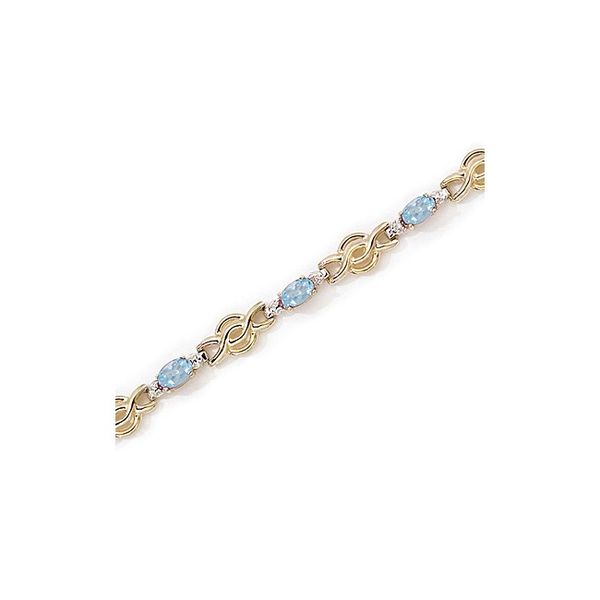 14K Yellow Gold Oval Aquamarine and Diamond Bracelet Clater Jewelers Louisville, KY