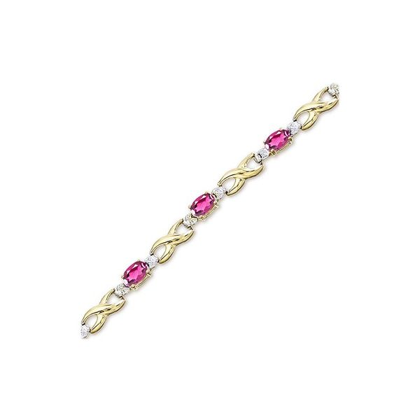 14K Yellow Gold Oval Pink Topaz and Diamond Bracelet Clater Jewelers Louisville, KY
