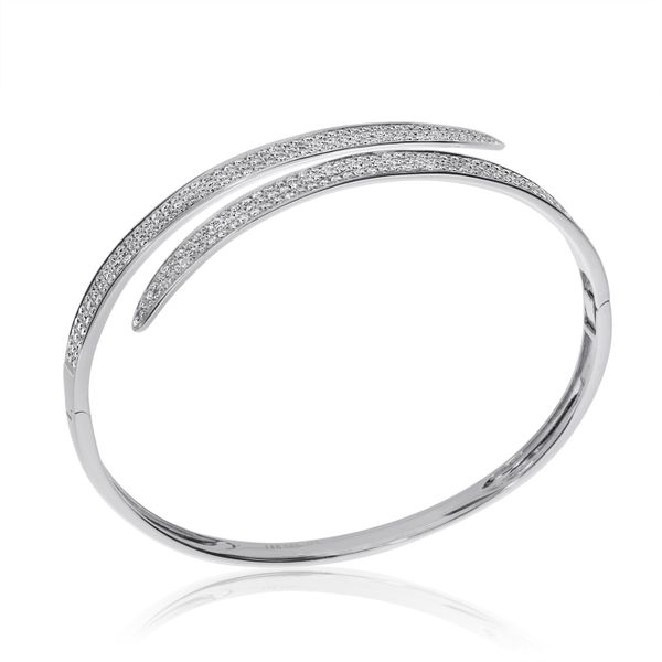 14K White Gold Crossover 1.35 Ct Diamond Fashion Bangle Bracelet Image 2 The Jewelry Source El Segundo, CA