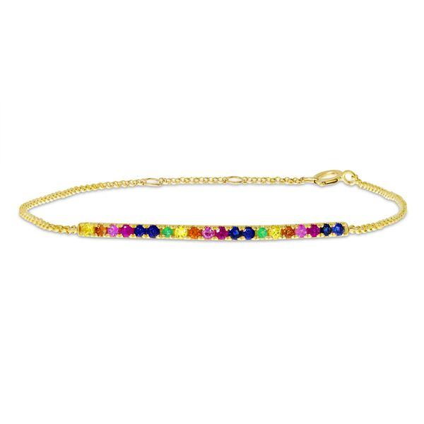 14K Yellow Gold Rainbow Sapphire Chain Bracelet TB2615-RS