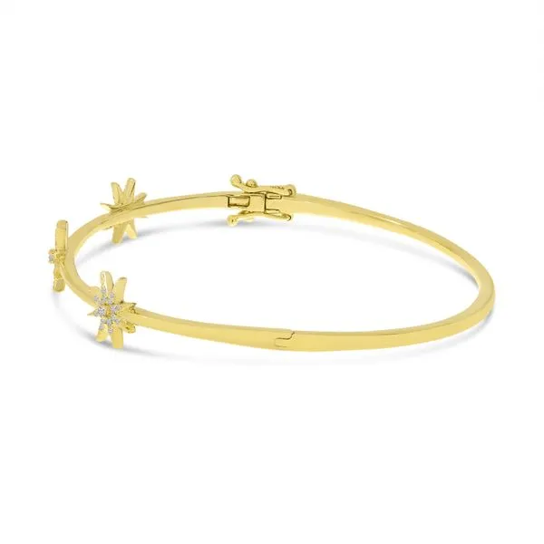 Diamond Stars Bangle Bracelet, 14K Yellow Gold