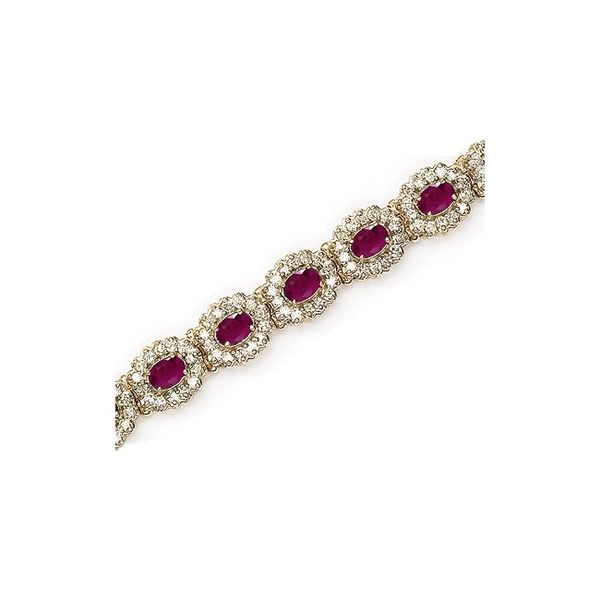 14K Yellow Gold Oval Ruby and Diamond Bracelet Clater Jewelers Louisville, KY