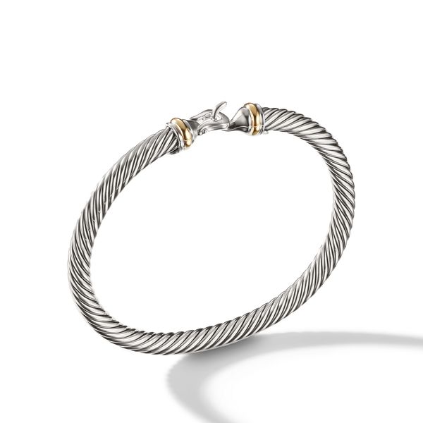 Buckle Classic Cable Bracelet in Sterling Silver with 18K Yellow Gold, 5mm Orloff Jewelers Fresno, CA