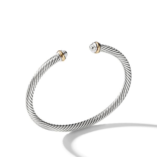 Classic Cable Bracelet in Sterling Silver with 18K Yellow Gold, 4mm Orloff Jewelers Fresno, CA