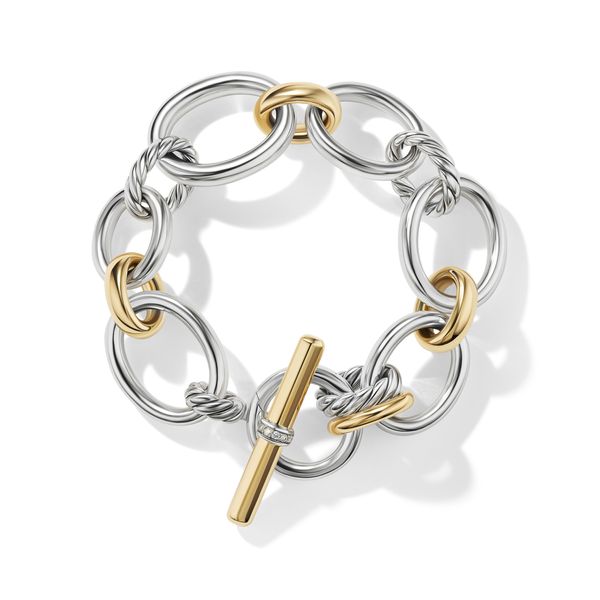 DY Mercer? Chain Bracelet in Sterling Silver with 18K Yellow Gold and Diamonds, 25mm Image 2 Orloff Jewelers Fresno, CA