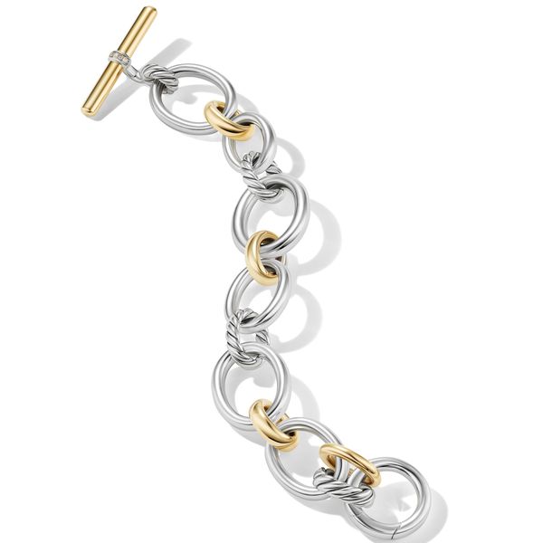 DY Mercer? Chain Bracelet in Sterling Silver with 18K Yellow Gold and Diamonds, 25mm Image 3 Orloff Jewelers Fresno, CA