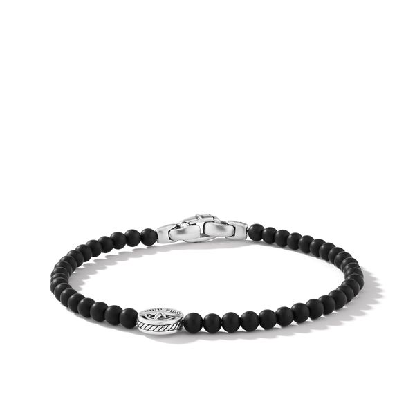 Spiritual Beads Compass Bracelet in Sterling Silver with Black Onyx, 4mm Orloff Jewelers Fresno, CA