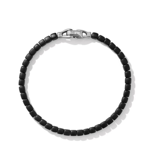 Spiritual Beads Cushion Bracelet in Sterling Silver with Black Onyx ,4mm Image 2 Orloff Jewelers Fresno, CA