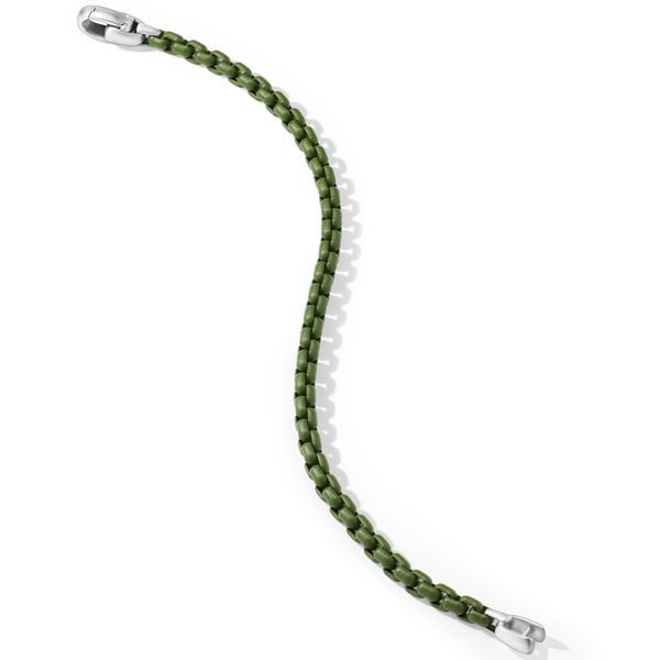 Box Chain Bracelet in Sterling Silver with Green Stainless Steel, 5mm Image 3 Orloff Jewelers Fresno, CA