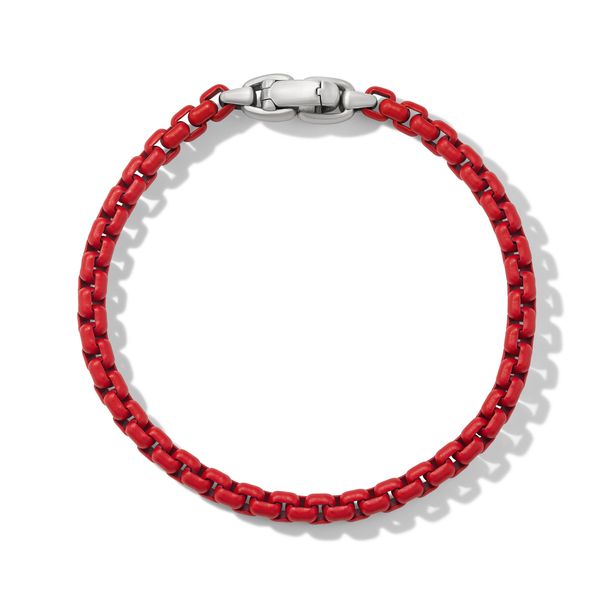 Box Chain Bracelet in Sterling Silver with Red Stainless Steel, 5mm Image 2 Orloff Jewelers Fresno, CA