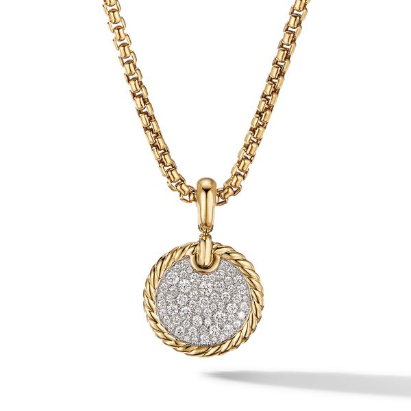 DY Elements® Disc Pendant in 18K Yellow Gold with Diamonds, 14mm Orloff Jewelers Fresno, CA