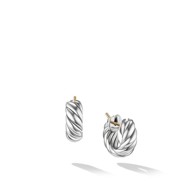 Sculpted Cable Hoop Earrings in Sterling Silver, 14.4mm Orloff Jewelers Fresno, CA