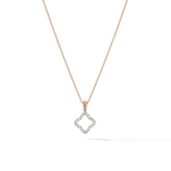 Cable Collectibles® Quatrefoil Necklace in 18K Yellow Gold with Diamonds, 17.5mm Orloff Jewelers Fresno, CA