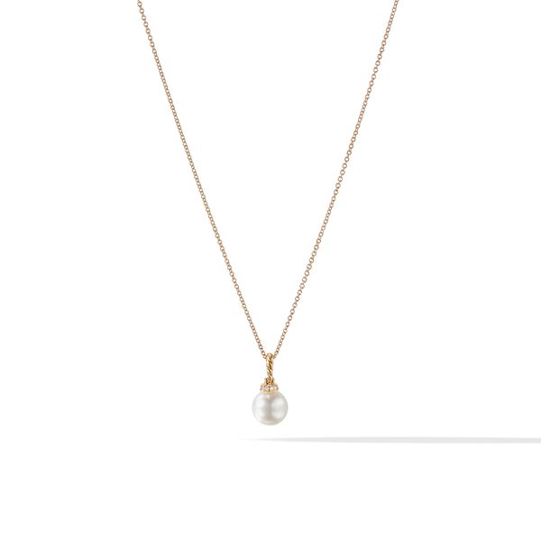 Solari Pendant Necklace in 18K Yellow Gold with Pearl and Diamonds, 16mm Orloff Jewelers Fresno, CA