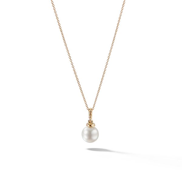 Solari Pendant Necklace in 18K Yellow Gold with Pearl and Diamonds, 16mm Image 2 Orloff Jewelers Fresno, CA