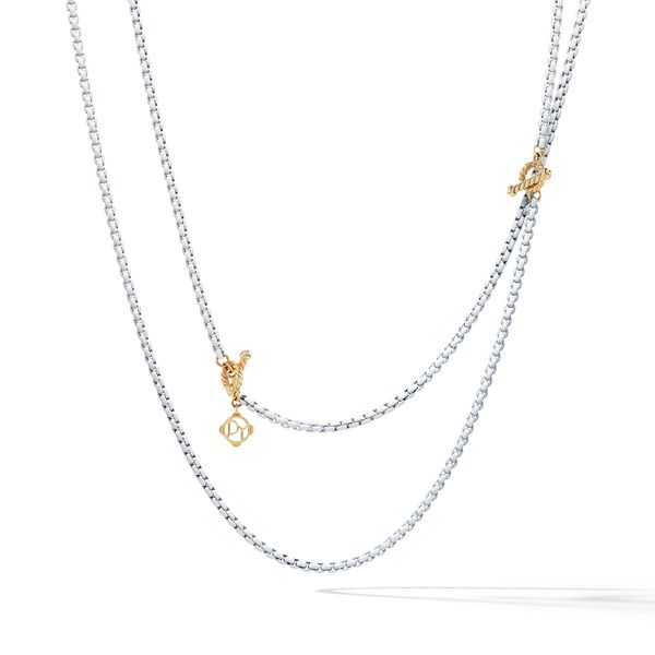 DY Bel Aire Color Box Chain Necklace in White Acrylic with 14K Yellow Gold Accents, 2.7mm Orloff Jewelers Fresno, CA