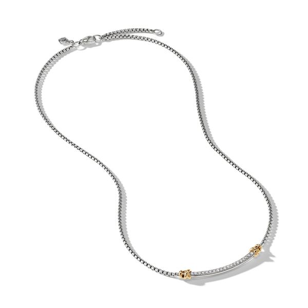 Petite Helena Wrap Station Necklace in Sterling Silver with 18K Yellow Gold and Diamonds, 29mm Image 2 Orloff Jewelers Fresno, CA