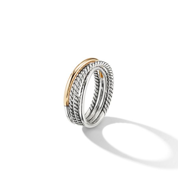 Crossover Band Ring in Sterling Silver with 18K Yellow Gold, 6.8mm Image 3 Orloff Jewelers Fresno, CA