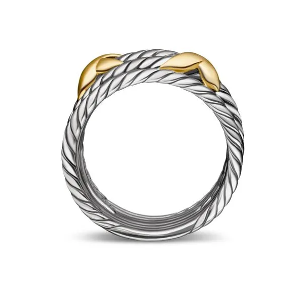 Double X Crossover Ring in Sterling Silver with 18K Yellow G