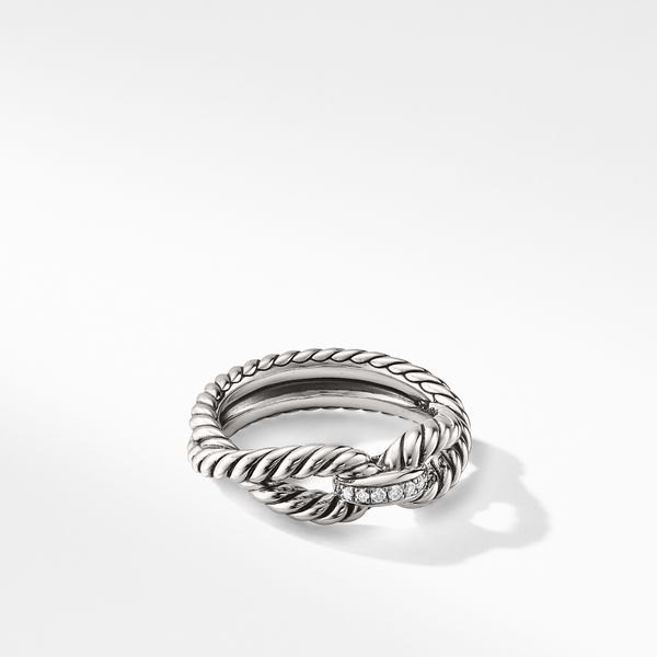 Cable Loop Band Ring in Sterling Silver with Diamonds, 7mm Orloff Jewelers Fresno, CA