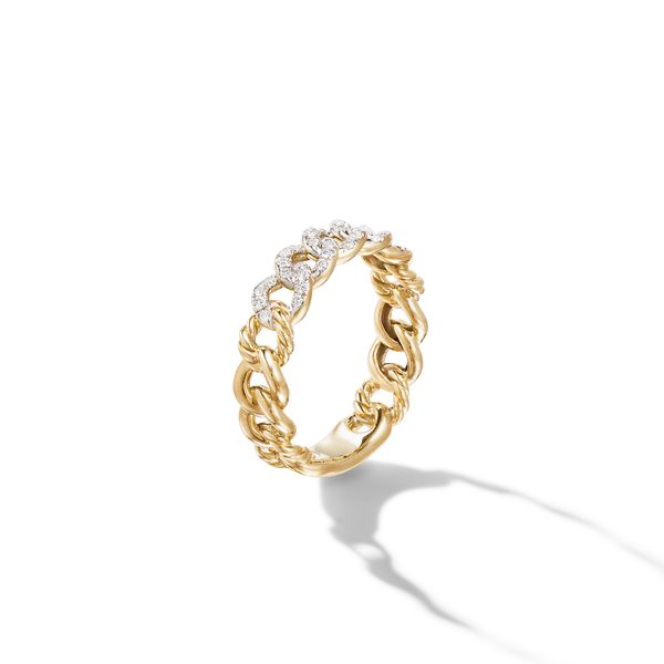 Belmont® Curb Link Band Ring in 18K Yellow Gold with Diamonds, 5mm Image 3 Orloff Jewelers Fresno, CA