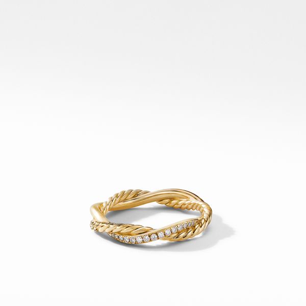 Petite Infinity Band Ring in 18K Yellow Gold with Diamonds, 4mm Orloff Jewelers Fresno, CA