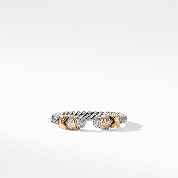 Petite Helena Open Ring in Sterling Silver with 18K Yellow Gold and Diamonds, 2.5mm Image 2 Orloff Jewelers Fresno, CA