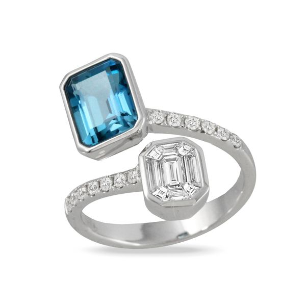 3.70ct London Blue Topaz & Diamond 3-Stone Engagement Ring Vintage