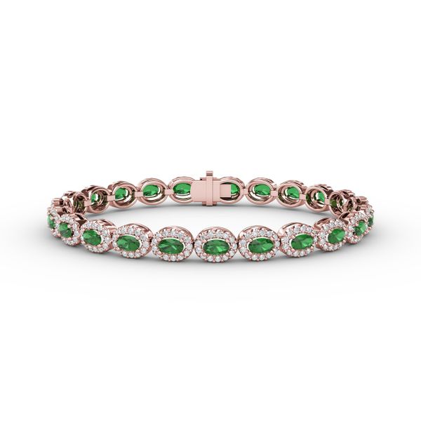 Striking Oval Emerald and Diamond Bracelet Sanders Diamond Jewelers Pasadena, MD