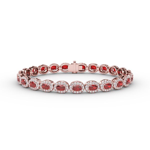 Striking Oval Ruby and Diamond Bracelet B1161R-14kt-Rose Quest