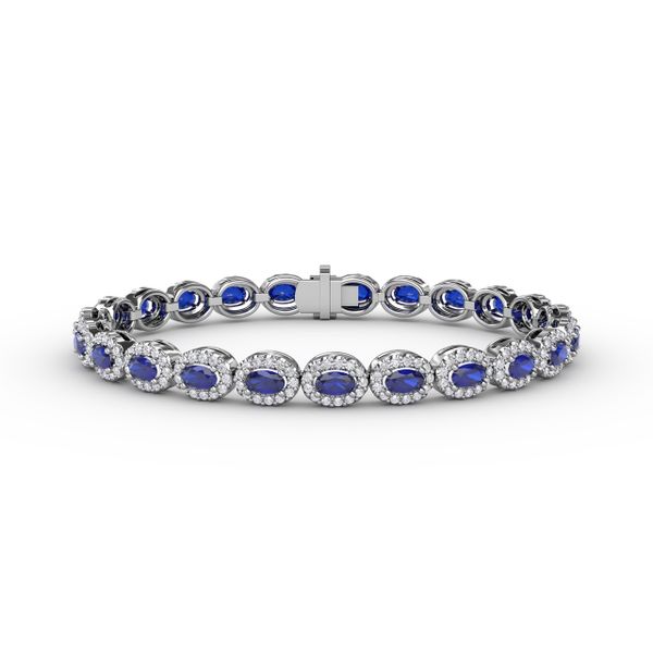 Striking Oval Sapphire and Diamond Bracelet Falls Jewelers Concord, NC