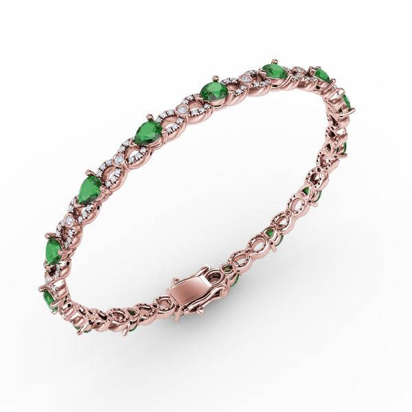 Emerald and Diamond Pear Shape Bracelet Image 2 S. Lennon & Co Jewelers New Hartford, NY