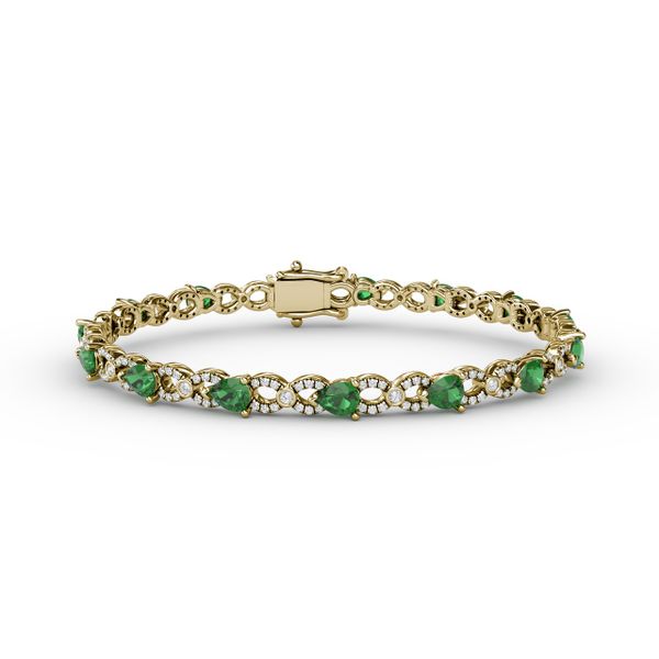 Emerald and Diamond Pear Shape Bracelet Sanders Diamond Jewelers Pasadena, MD