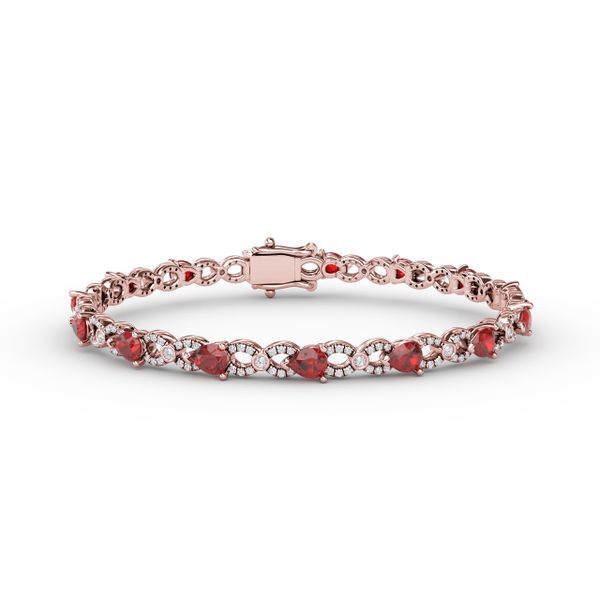 Ruby and Diamond Pear Shape Bracelet Shannon Jewelers Spring, TX
