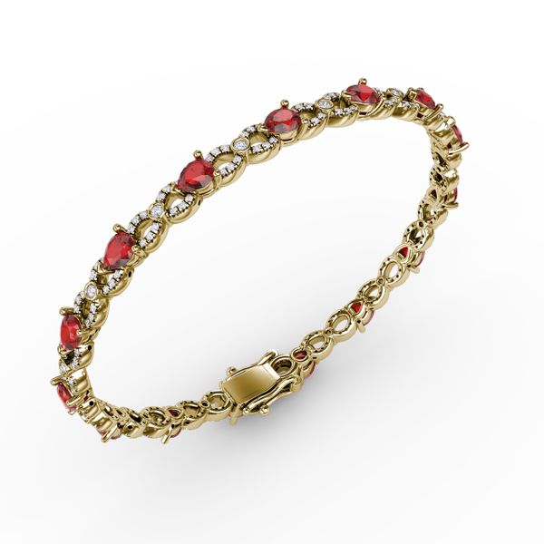 Ruby and Diamond Pear Shape Bracelet Image 2 Cornell's Jewelers Rochester, NY