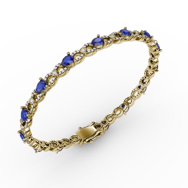 Sapphire and Diamond Pear Shape Bracelet Image 2 Castle Couture Fine Jewelry Manalapan, NJ