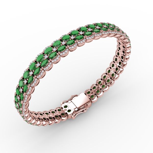 Double Oval Emerald and Diamond Bracelet Image 2 Gaines Jewelry Flint, MI