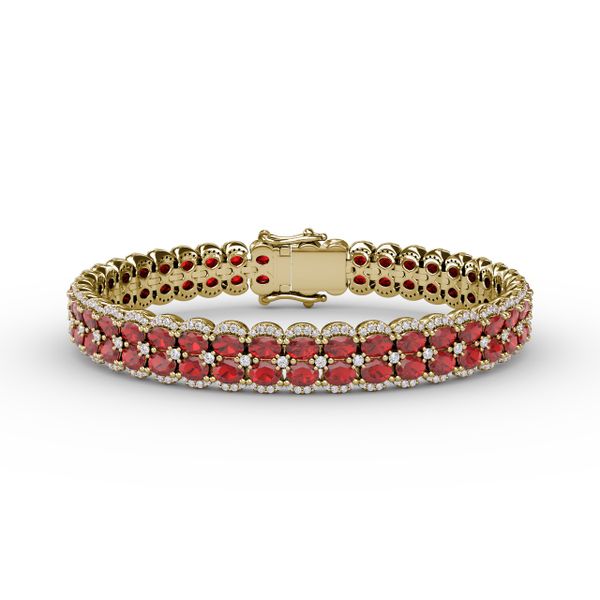 Double Oval Ruby and Diamond Bracelet Gaines Jewelry Flint, MI