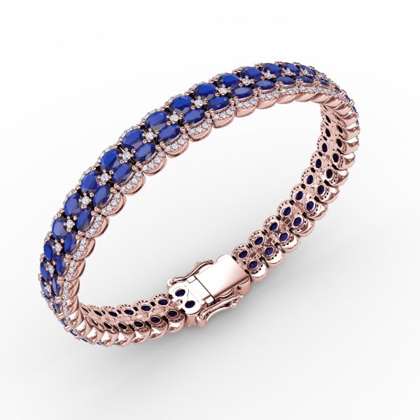 Double Oval Sapphire and Diamond Bracelet Image 2 LeeBrant Jewelry & Watch Co Sandy Springs, GA