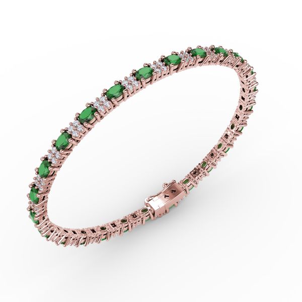 Alternating Emerald and Diamond Bracelet Image 2 Cornell's Jewelers Rochester, NY