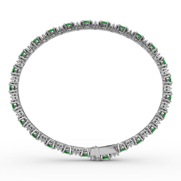Alternating Emerald and Diamond Bracelet Image 3 Castle Couture Fine Jewelry Manalapan, NJ