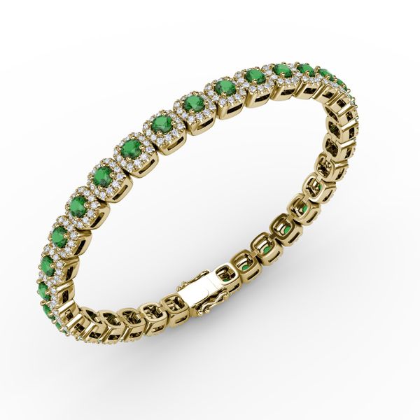Cushion Cut Emerald and Diamond Bracelet Image 2 Perry's Emporium Wilmington, NC