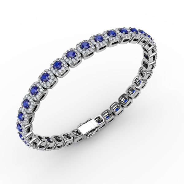 Cushion Cut Sapphire and Diamond Bracelet Image 2 John Herold Jewelers Randolph, NJ